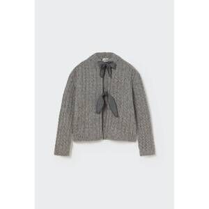 NEW COZMO girls' tweed tricot bows cardigan in gray